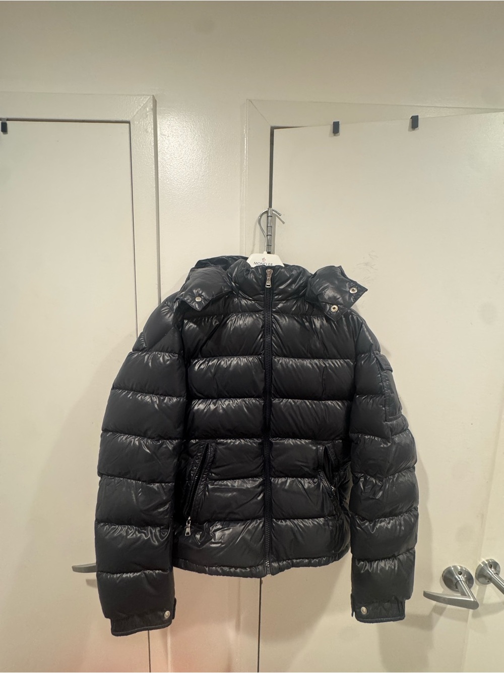 Moncler Navy Blue Shiny Quilted Puffer Jacket